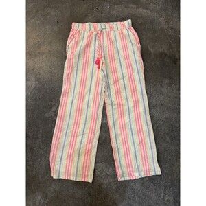 VINEYARD VINES Women Medium Guava Stripe White Cap Wide Leg Lightweight Pants